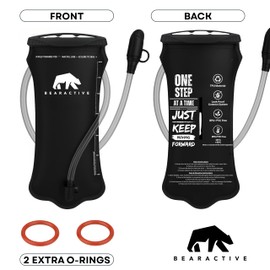 Bearactive Hydration Bladder, Water Bladder 2L for Running Backpack with BPA-Free TPU, Hydration Pack, Leak-Proof Water Pouch, No Plastic Smell – Hiking, Running, Cycling & Camping (Black, 2 Litre)