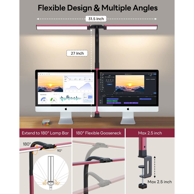LED Desk Lamp for Home Office, Eye-Caring Desk Light with
