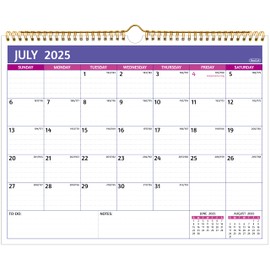 Wall Calendar 2025-2026 - 18 Monthly Calendar 2025-2026 Wall, Jul 2025 - Dec 2026, 14.57'' x 11.42'', 2025 Calendar with Ruled Blocks, Thick Paper, Holidays, To-do ＆ Notes, Amply Space