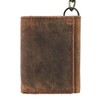 Cazoro Men's RFID Vintage Leather Trifold Chain Wallet, Antique Brown
