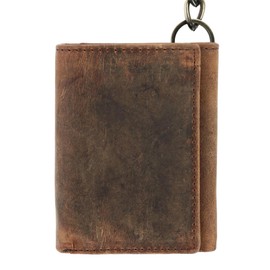Cazoro Men's RFID Vintage Leather Trifold Chain Wallet, Antique Brown