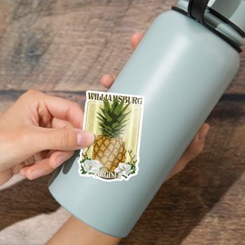 Die Cut Sticker Williamsburg, Virginia, Colonial Pineapple, Vinyl Sticker, (Waterproof Decal for Cars, Water Bottles, Laptops, Coolers), Large