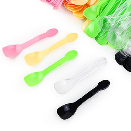 100PCS Tasting Spoons Ice Cream Dessert Taster Spoons Plastic Mini Spoons Disposable Dessert Spoons for Miniature Dessert Cups, Sampling, Small Catering Supplies, Tasting Party (Multi Color)