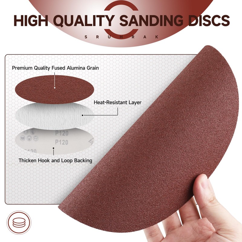 Sruhrak 30 Pcs 180mm Sanding Discs 120 Grit, 7 In