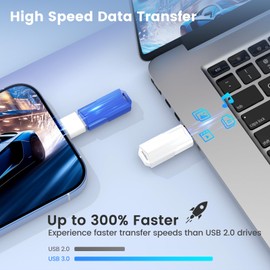 64GB Flash Drives 5 Pack Wooolken USB 3.0 Thumb Drives with USB C Adapters and Lanyards,Memory Sticks for Data Storage