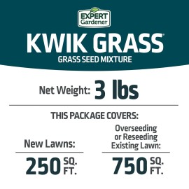 Expert Gardener Kwik Grass Seed Mix, for Sun to Partial Shade, 3 lb.