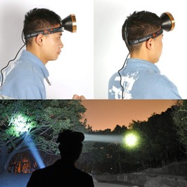 Yongkist Super Bright Headlamp High Power Headlight Rechargeable LED Spotlight with Battery Powered Flashlight Torch Waterproof Coon Hunting Light for Garden Outdoor Camping Fishing (White Light)