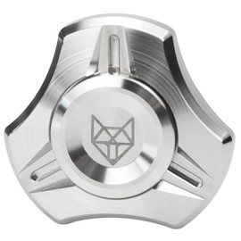 FREELOVE Metal Fidget Spinner, Stainless Steel Heavy, Long Spinning Toys, Cool Silent, Small Mini 4th Fox Figette Spiner for Adults Men Anxiety, Quiet Bearing, CNC Silver