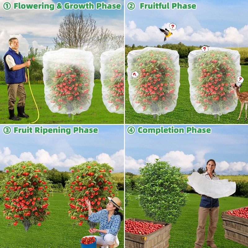 Evoio Fruit Tree Netting Bags with Drawstring, 4PCS Blueberry Bush