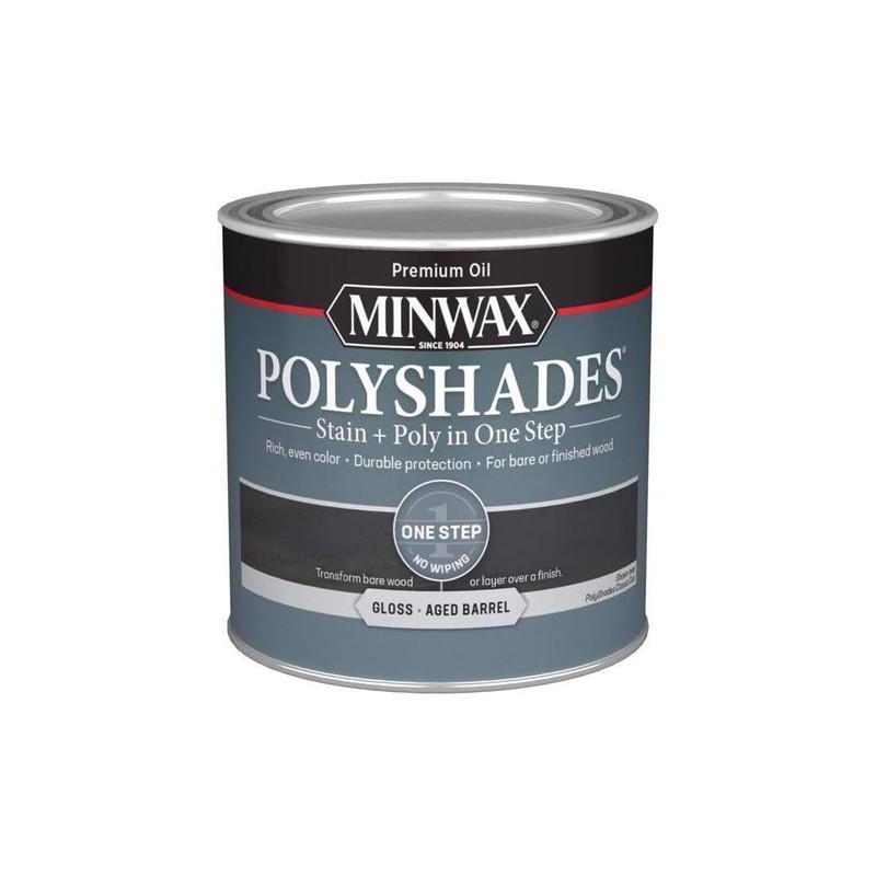 Minwax PolyShades Semi-Transparent Gloss Aged Barrel Stain/Polyurethane Finish 0.5 pt