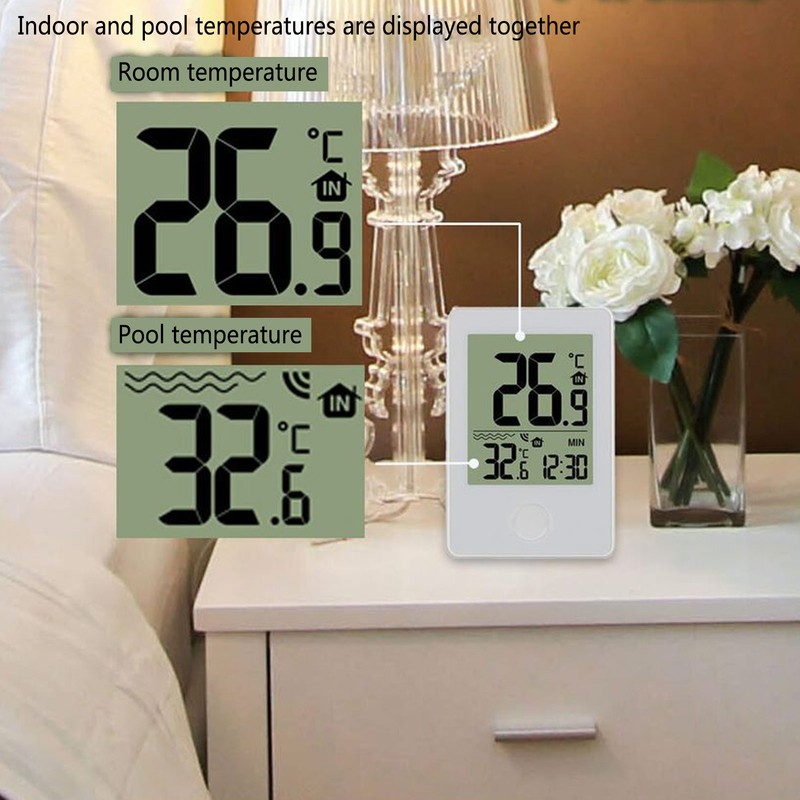 Wireless Solar Pool Temperature Meter High Accuracy IPX8 Waterproof LCD