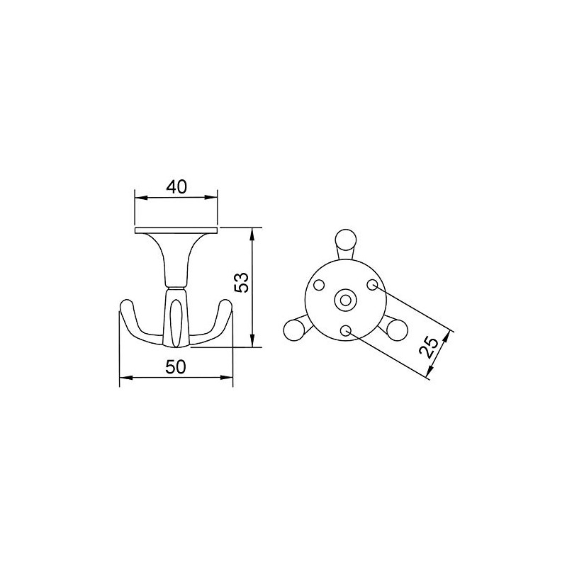 3 x Tromso 3-Way Swivel Hooks Black Chrome-Plated 53 x