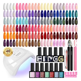 PHOENIXY 51 Pcs Gel Nail Polish Kit with U V Light, 35 Colours Gel Polish with 5 Pcs Base Top Coat Manicure Starter Nail Polish Set Gifts for Women ST9016