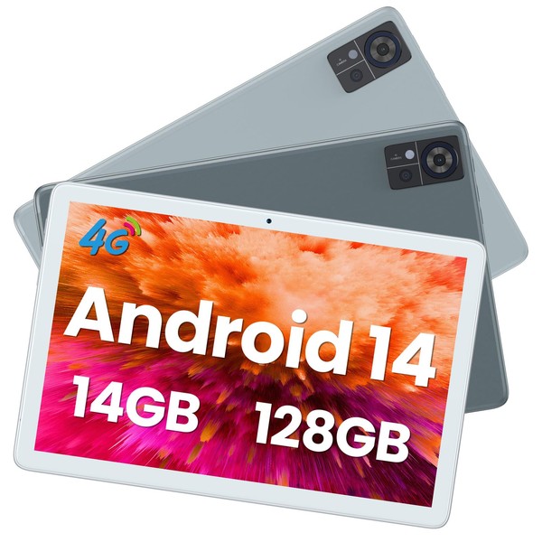 Qukenk 2025 New Android 14 Tablet 4G Cellular 14GB RAM(8+6