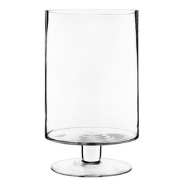CYS EXCEL Glass Hurricane Pillar Candle Holder (H:13.5" W:8") | Multiple Size Choices Short Stem Candle Centerpieces | Stemmed Glass Cylinder Candle Vase