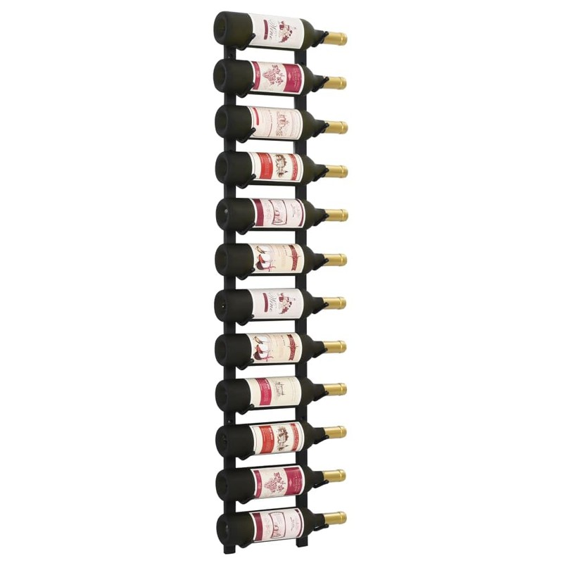 vidaXL 12-Bottle Wall Mounted Wine Rack - Durable Powder-Coated Iron,