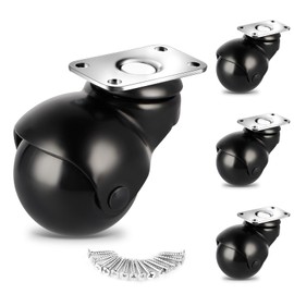 Chegulu 2" Vintage Ball Caster Wheels, Swivel Plate Spherical Caster, Mount for Furniture, Cabinet, Set of 4