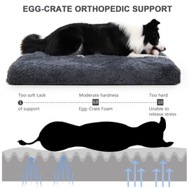 CHAMPETS Orthopedic Dog Beds Large Sized Dog, Washable Dog Bed with Removable Cover, Waterproof Dog Crate Bed with Non-Slip Bottom, Fluffy Pet Bed 41×27 Inch, Dark Grey