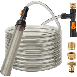 hygger Bucket-Free Aquarium Water Change Kit Metal Faucet Connector Fish Tank Vacuum Siphon Gravel Cleaner with Long Hose 25FT/33FT/49FT Drain & Fill - Size: 25 Foot(Pack of 1)