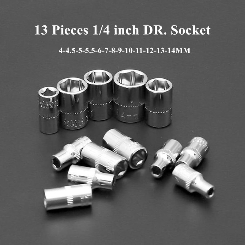 FLZOSPER 46-Piece 1/4-inch 45 Teeth Screwdriver Drive Socket & Bit