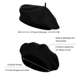 SATINIOR 10 Piece Artificial Wool Beret for Woman, Artist Hat, French Style Beret Polyester Beret Hat Set(Assorted Color)