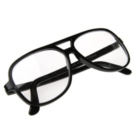 zeroUV Vintage Inspired Classic Square Plastic Retro Style Aviator With Clear Lens (Matte Black)