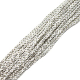 [Machida Suten] Rayon Lurex Edo Hitting String (Genji Rope) Eight Braid String / Decorative String / Apron / Handicraft / Japanese String (White x Gold)