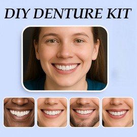 DIY Cosmetic Denture Kit for Costume and Smile Look – Custom Fit Fake Teeth Set with Upper & Lower Plates, Resin Material, Easy at-Home Use for Visual Enhancement