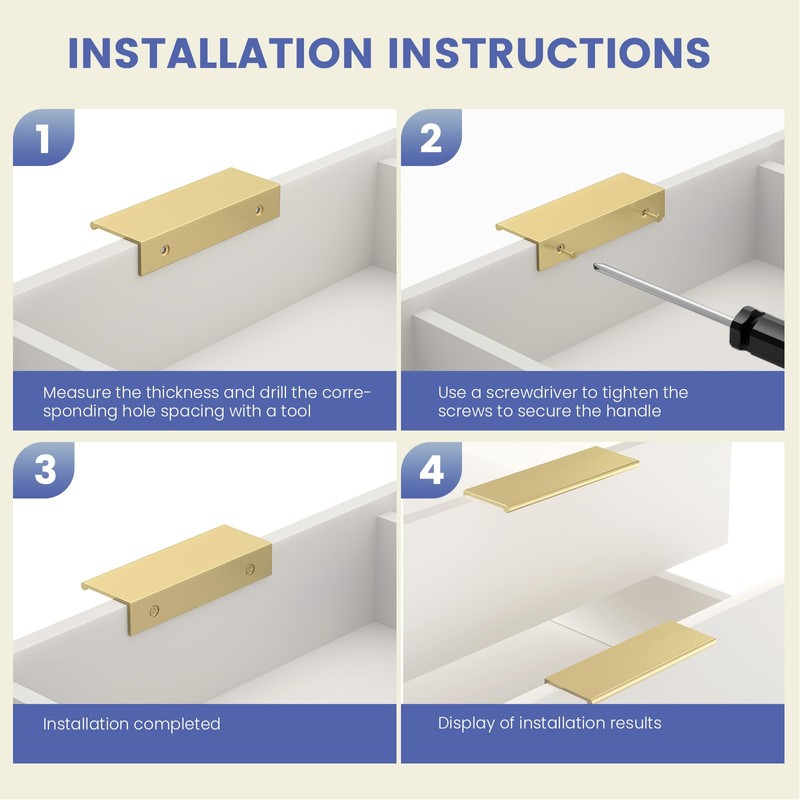 Peaha 20 Pack Finger Pulls for Cabinets Edge Pulls for