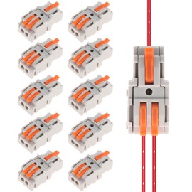 DIANN 10pcs Lever Wire Connectors 1 in 2 Out Circuit Inline Splices Electrical Wire Connector 28-12 AWG Quick Connect Splice Wire Connectors
