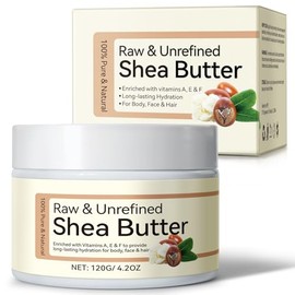 QJCWXIAOX Manteca De Karité Cruda Y Sin Refinar Para Cuerpo, Rostro Y Cabello. Manteca De Karité Pura Con Vitaminas A, E Y F. Hidratación Duradera Para Piel Seca. Ideal Para El Cuidado Del Cabello, Bá