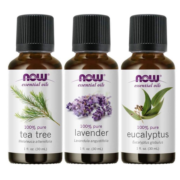 3-Pack Variety of Now Essential Oils: Tea Tree, Eucalyptus, Lavender