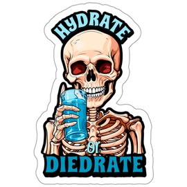 Hydrate or Diedrate Sticker Souvenir Window Decal Vinyl Small Waterproof for Water Bottle Mug Passport Book Scrapbook Notebook Laptop Tumbler Skateboard Computer Phone Size 4" Funny Gift