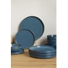 FOBENTA 24 Piece Dark Ceramic Dinnerware Set,Slate Blue Plates and