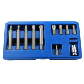 Dapetz ® 11pc Spline Bit and Socket Set Tough Chrome Vanadium Steel for Durability 1/2" Square Drive 30mm 75mm M5 M6 M8 M10 M12 in Blow Moulded Storage Carry Case