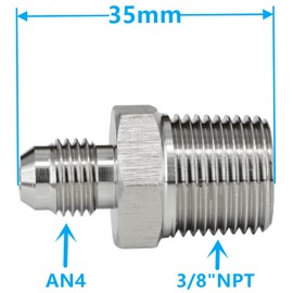 Dsnaduo 4AN AN4 Male Flare to 3/8 NPT Pipe Male Stainless Steel Brake Hose Fitting Adapter Union Connector,Brake and Clutch Adapter Fitting