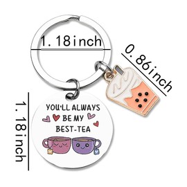 Fun Best Friend Keychain Gifts for Women Friends Friendship Keychain Bubble Tea Lover Gifts for Work Friend Leaving Gifts You’ll Always Be My Best-Tea Bestie Keyring for Best Friends Birthday Gift