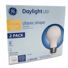 GE 31186 LED Classic Daylight A21 Light Bulb, 13 W, 2/Pack