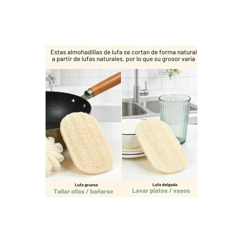 Esponjas naturales de lufa WOCATS WMFQ06 paquete de 6 para
