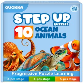 QUOKKA Puzzles For 2 3 Year Olds - Floor Toddler Puzzles Age 3-5 - Educational Jigsaw Toys 2-3 yo - 8 Realistic Ocean Animal Shapes - Large Pieces Puzzle Games for Children - Puzzle Gift For Kids