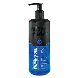 Nishman Transparent Shaving Gel with Pump for Men, Women, 400 ml | Moisturizing and Smooth Shaving Experience (No.1 Energizing)