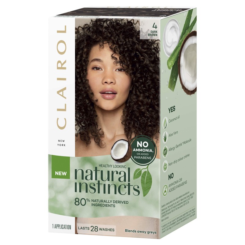 Clairol Natural Instincts Semi-Permanant Hair Colour, 4 Dark Brown, Ammonia