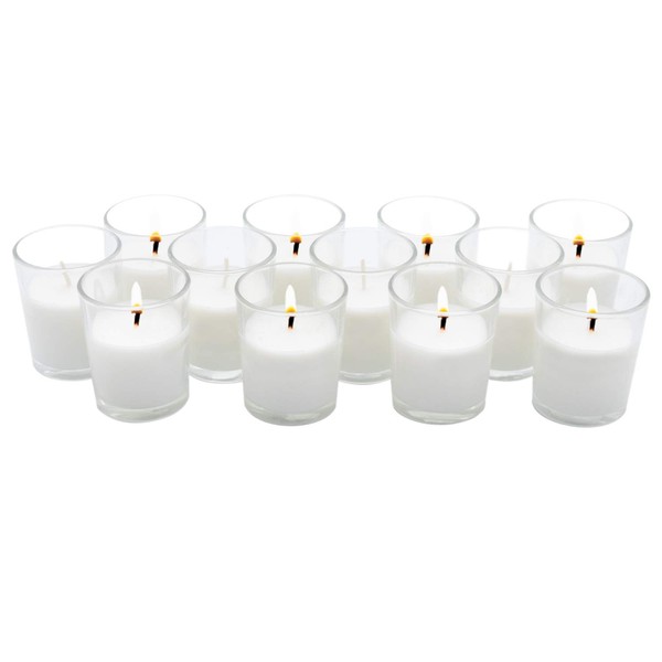 Royal Imports Unscented Clear Glass Votive Candles, Long 10 Hour Burn Time, for Home, Spa, Wedding, Birthday, Holiday, Restaurant, Party, Birthday, 12 Pack