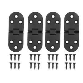 Round Tray Hinges, 4 Pieces 180 Degree Black Zinc Alloy Door Hinges with Screws, Butler Cabinet Hardware for Tables, Windows, Closets