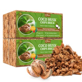 Riare 4 Pack Coco Chips Substrate for Plants- 4.4lb 100% Organic Coconut Husk Brick with Low EC and pH Balanced, High Expansion Coconut Substrate Coco Husk Mulch for Garden Flowers, Herbs, Planting