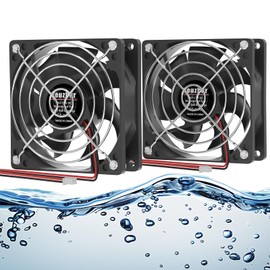 Yeuzbur IP67 Waterproof Fan 80×25mm 12v Fan DC 2-Pin 2-Pack