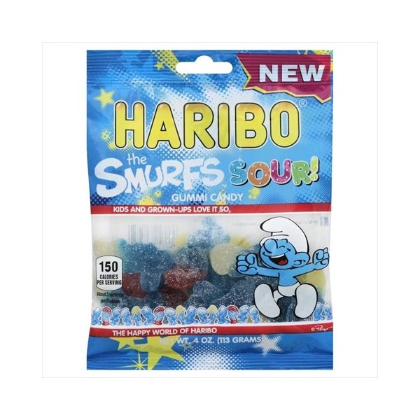 Haribo 4 Ounce Sour Smurfs Gummy Candy