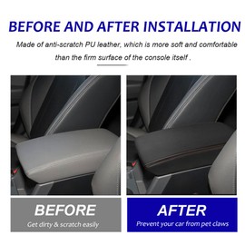 DEYTOP Center Console Cover for 2026 Subaru Crosstrek/Impreza Accessories 2024 2025 Armrest Cover for 2025 Crosstrek Accessories Anti-Scratch Leather Armrest Protector (Black with Orange Stitches)