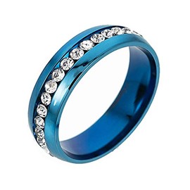 HIJONES Jewellery Women's Stainless Steel Single Row Diamond Ring, Stainless Steel