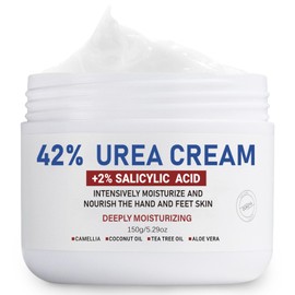 OUKEYA Urea Cream 42% plus Salicylic Acid 2% - Foot & Hand Cream to Moisturize, Soften & Smooth Dry, Cracked, Rough Skin on Heels, Knees & Elbows, 5.29 oz